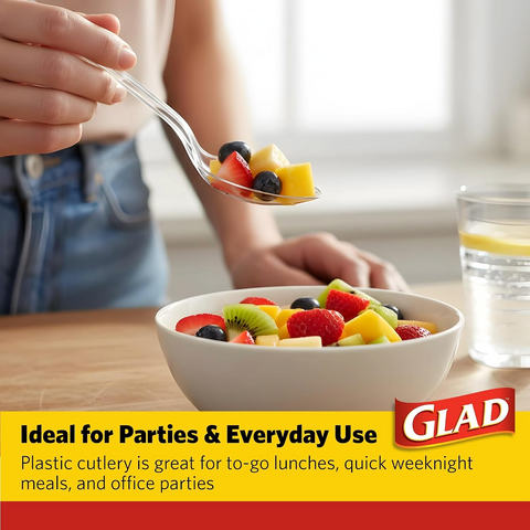 Glad Clear Disposable Cutlery Set - Forks, Knives and Spoons - 24 Count