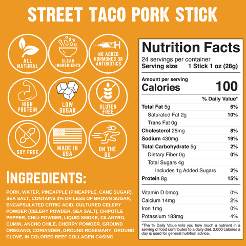 Righteous Felon Street Taco Pork Stick Multipack 6oz