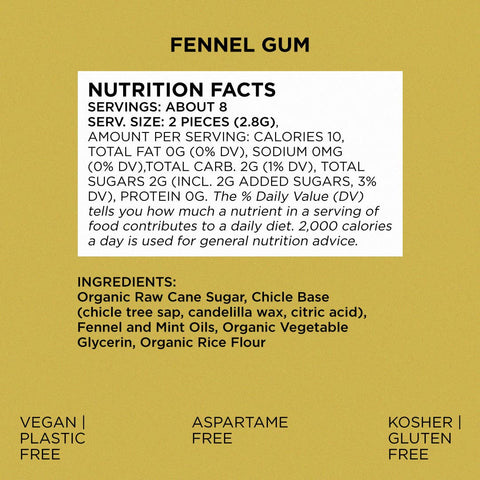 Fennel Chewing Gum - Natural + Plastic-Free | 15 Pieces