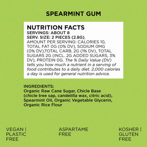 Spearmint Chewing Gum - Natural + Plastic-Free | 15 Pieces
