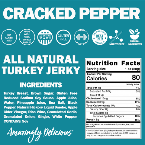Cracked Pepper Turkey Jerky - 1oz Bag