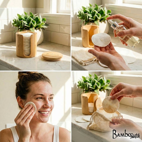 Reusable Bamboo Cotton Facial Rounds - Set of 10
