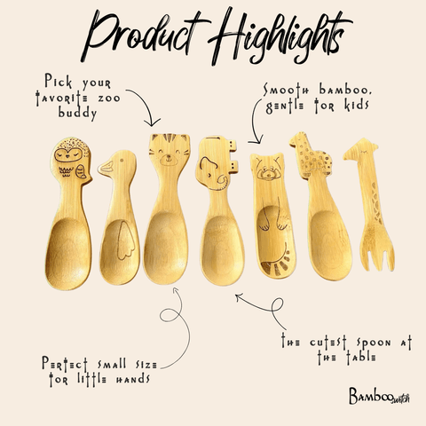 Bamboo Animal Kids & Toddler Utensils | Tiger Spoon
