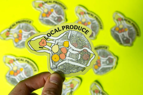 I Heart Local Produce Vinyl Sticker