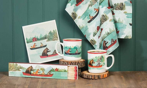 Animals in Canoe Dishcloth-6.75x7.5"L