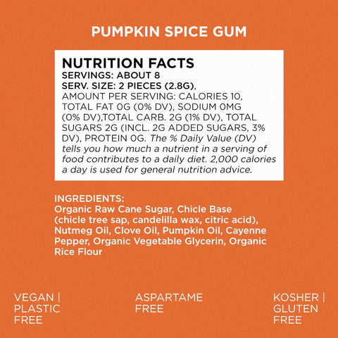 Pumpkin Spice Chewing Gum - Natural + Plastic-Free | 15 Pieces