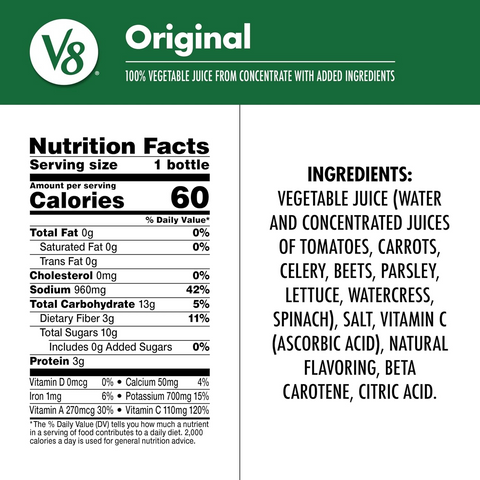 V8 Original 100% Vegetable Juice - 12oz Bottle