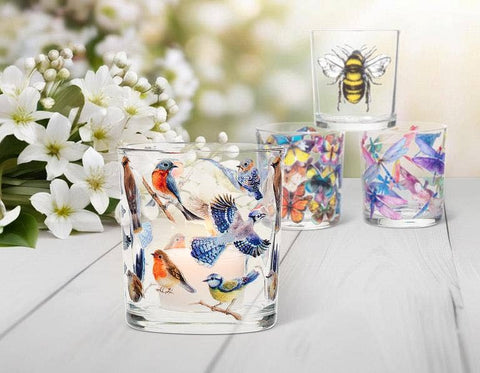Colourful Birds Votive-3"H