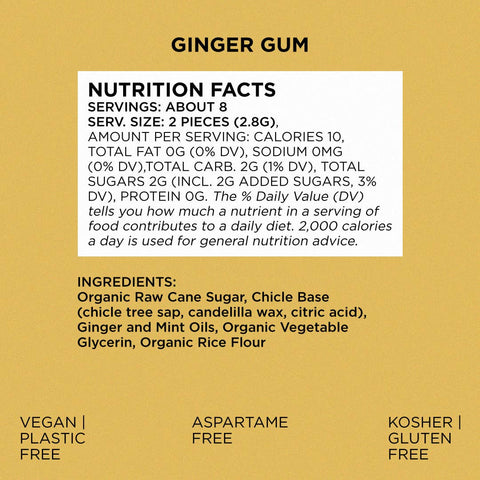 Ginger Chewing Gum - Natural + Plastic-Free | 15 Pieces