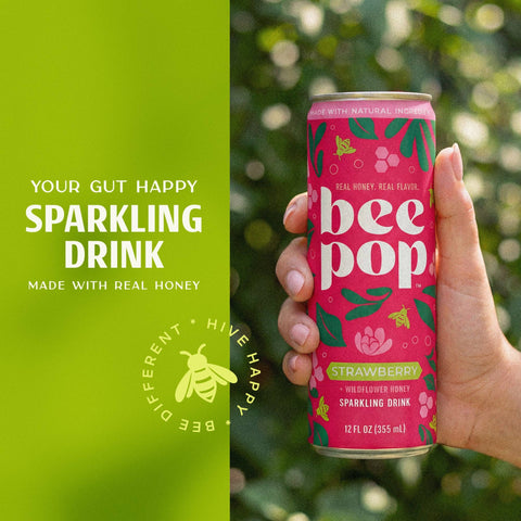 BeePop Wildflower Honey Sparkling Drink - Strawberry - 12oz