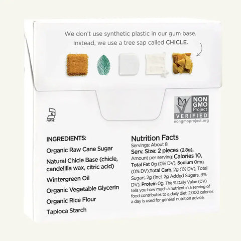 Wintergreen Chewing Gum - Natural + Plastic-Free | 15 Pieces