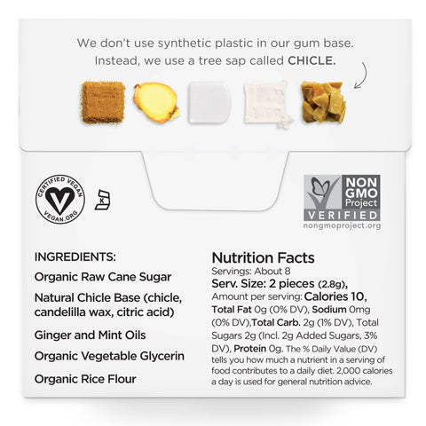 Ginger Chewing Gum - Natural + Plastic-Free | 15 Pieces
