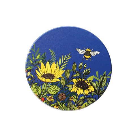 Ceramic Coasters Sunflower Bee Butterfly Flowers Floral - 2pk