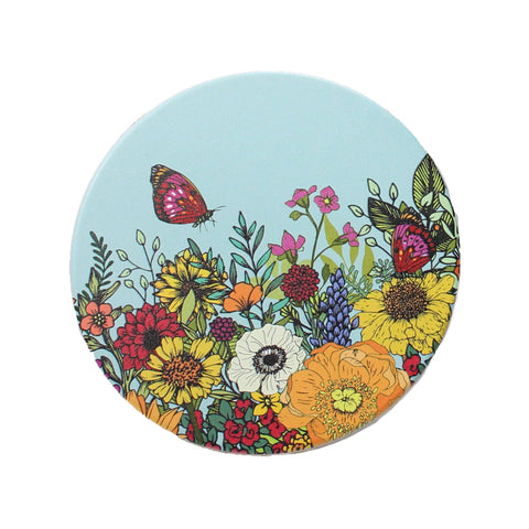 Ceramic Coasters Sunflower Bee Butterfly Flowers Floral - 2pk