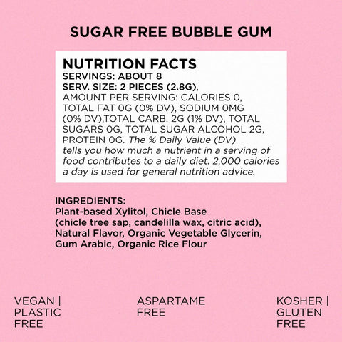 Sugar Free Bubble Gum - Natural + Plastic-Free | 15 Pieces