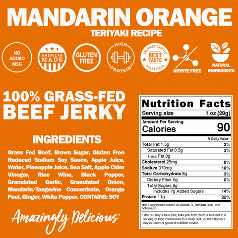 Mandarin Orange Teriyaki Beef Jerky - 2.2oz Bag