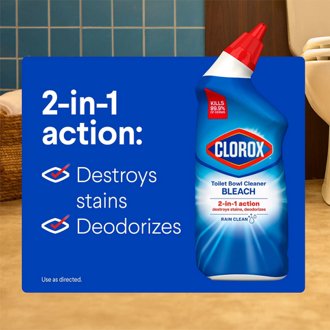 Clorox Toilet Bowl Cleaner with Bleach - Rain Clean - 24oz Bottle
