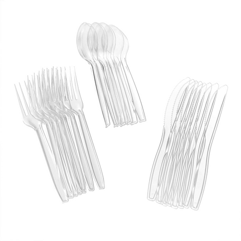 Glad Clear Disposable Cutlery Set - Forks, Knives and Spoons - 24 Count