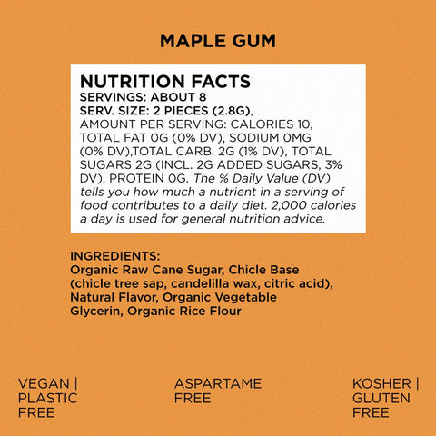 Maple Chewing Gum - Natural + Plastic-Free | 15 Pieces