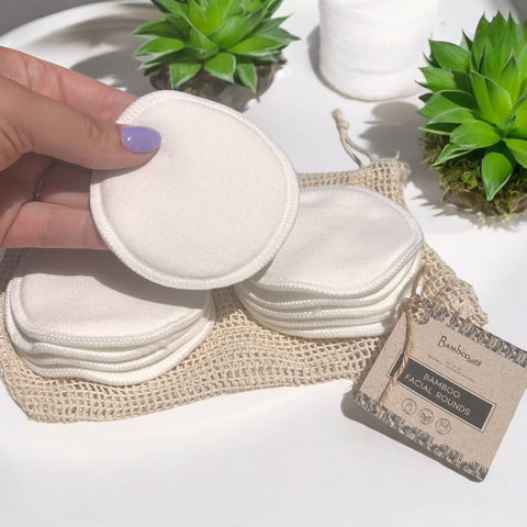 Reusable Bamboo Cotton Facial Rounds - Set of 10