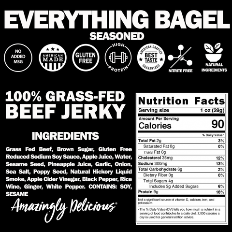 Everything Bagel Seasoned Beef Jerky - 2.2oz Bag