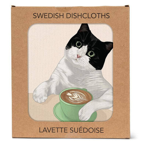 Cat & Latte Dishcloth