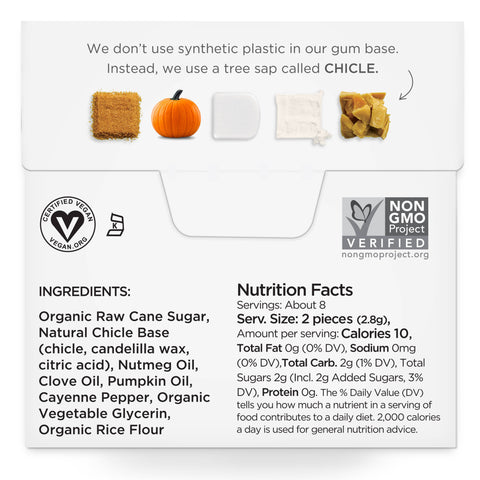 Pumpkin Spice Chewing Gum - Natural + Plastic-Free | 15 Pieces
