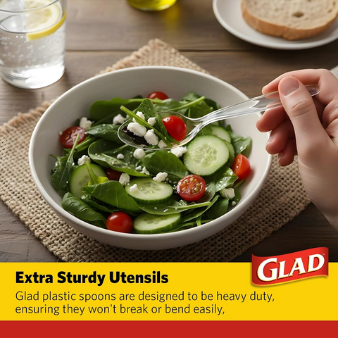 Glad Clear Disposable Cutlery Set - Forks, Knives and Spoons - 24 Count