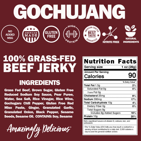 Gochujang Korean Style BBQ Beef Jerky - 2.2oz Bag