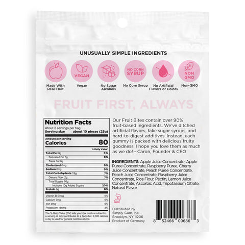Fruit Bites - Peach Raspberry - 1.8 oz Bag