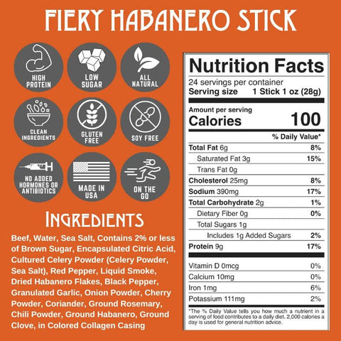 Righteous Felon Fiery Habanero Beef - 1oz Stick