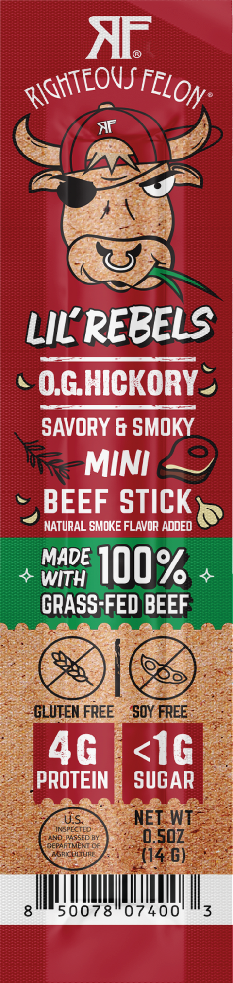 Righteous Felon Lil' Rebels O.G. Hickory Mini Beef Sticks