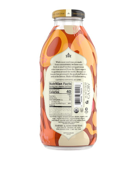 Organic Peach Iced Tea - 16oz Glass Bottle