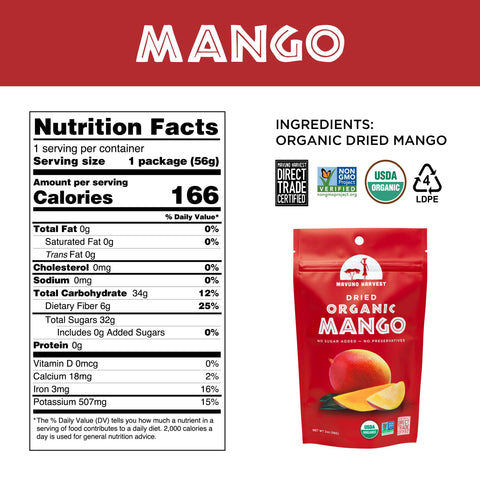 Mavuno Organic Dried Mango 2oz