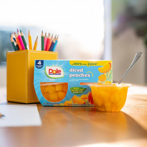 Dole Fruit Bowls Diced Peaches - 4oz Cup - Pack of 4