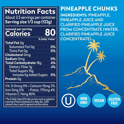 Dole Tropical Gold Pineapple Chunks - 15.25Oz Can