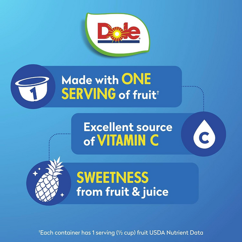 Dole Fruit Bowls Pineapple Tidbits - 4oz Cup - Pack of 4