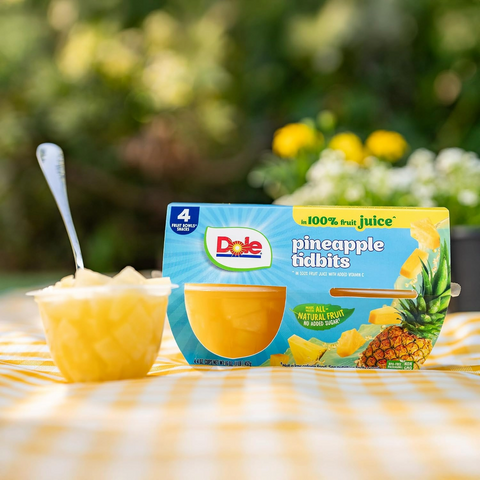 Dole Fruit Bowls Pineapple Tidbits - 4oz Cup - Pack of 4