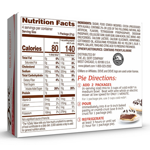Dove Dark Chocolate Rich Indulgent Pudding Mix and Pie Filling - 3.34oz Box