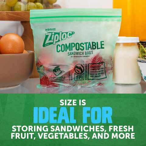 Ziploc Brand Compostable Sandwich Storage Bags - Box of 40