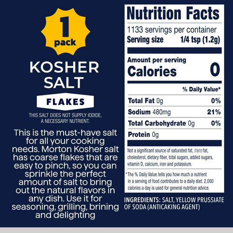 Morton Kosher Salt Coarse Cooking Salt Flakes - 3lb Box