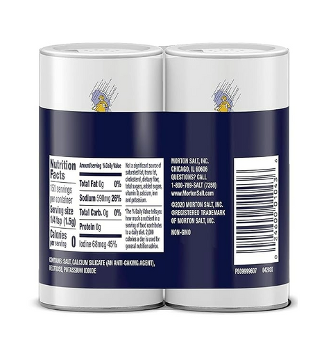 Morton Iodized Salt Shaker - 4oz - Set of 2