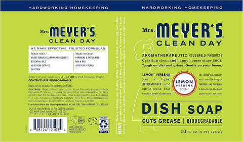 Mrs. Meyer's Clean Day Liquid Dish Soap - Lemon Verbena Scent - 16oz Bottle