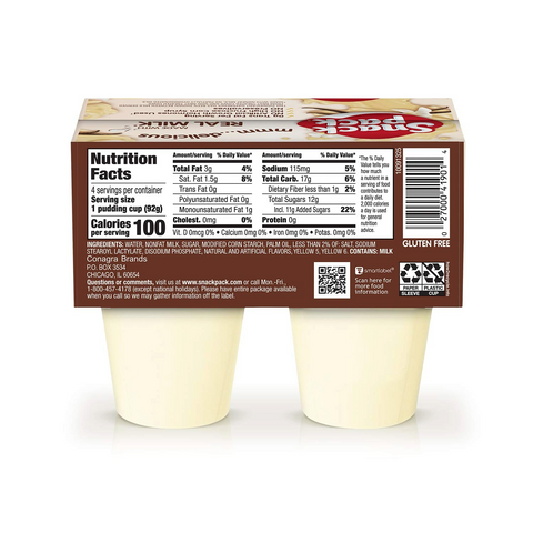Snack Pack Vanilla Flavored Pudding - 3.25oz Cups - 4 Pack