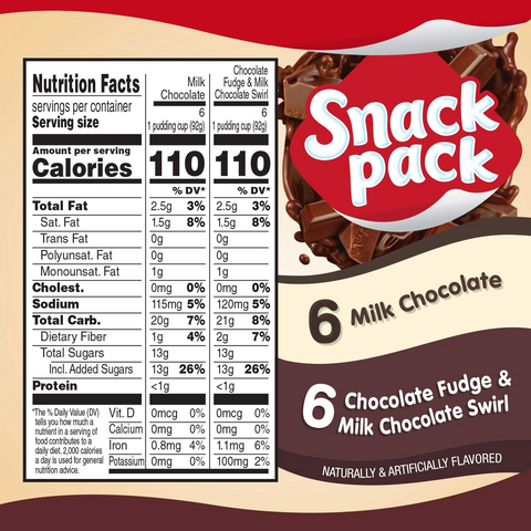 Snack Pack Milk Chocolate and Chocolate Fudge Pudding - 3.25oz Cups - 12 Pack