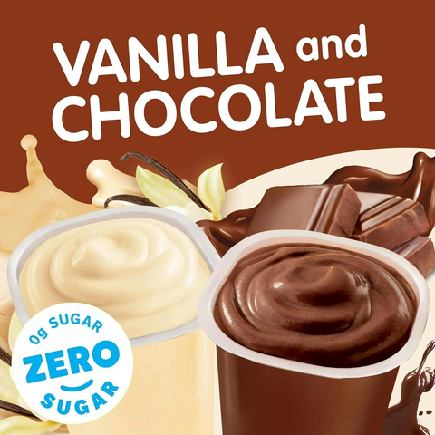 Snack Pack Zero Sugar Chocolate and Vanilla Pudding - 3.25oz Cups - 12 Pack