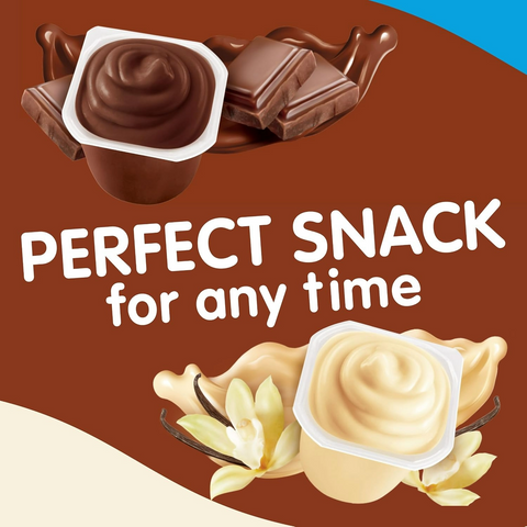 Snack Pack Zero Sugar Chocolate and Vanilla Pudding - 3.25oz Cups - 12 Pack