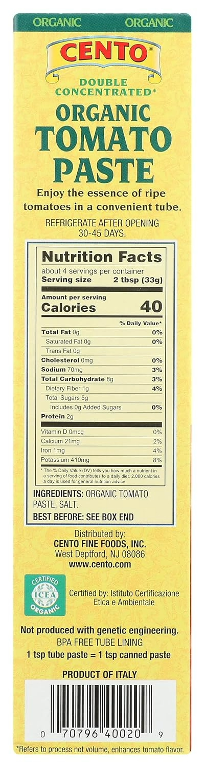Cento Organic Double Concentrated Tomato Paste - 4.56oz Tube