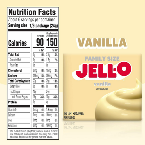 Jell-O Instant Pudding & Pie Filling Vanilla - Family Size 5.1oz Box