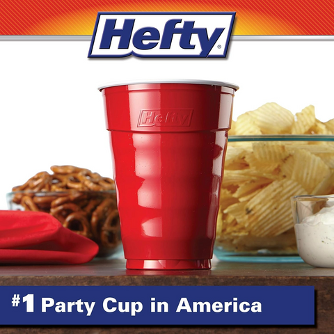 Hefty Party On Disposable Plastic Cups - Red 18oz Cup - 25 Count